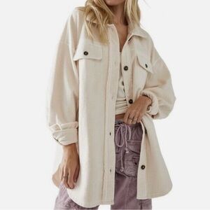 Free People Ruby Jacket Shacket Long Sleeve NWT ✨Cream Size M/L $198
